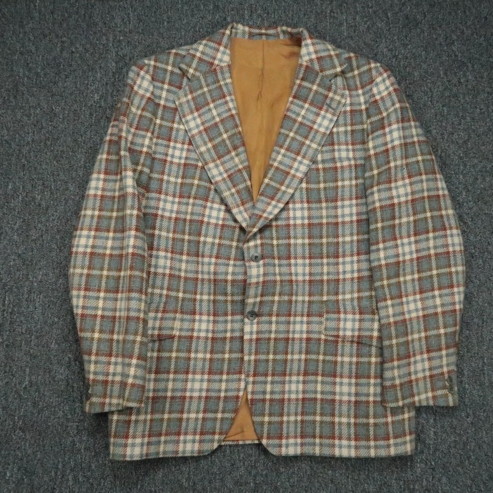 Vintage Magee Blazer Mens 42R‎ Blue Plaid Donegal Handwoven Cashmere Wool Mohair